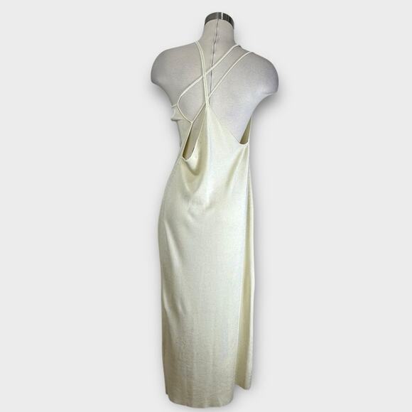 Auteur Studio Nour Rib Knit Maxi Dress Women’s Size XL Ivory Sheath Strappy - Picture 9 of 16
